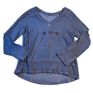 POL Novelty Print Mixed Media Top size 3X